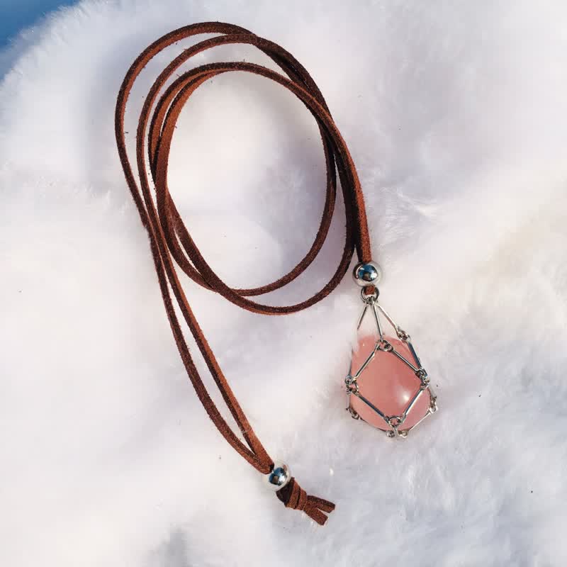 Olivenorma Natural Crystal Pouch Leather Rope Necklace - image 2