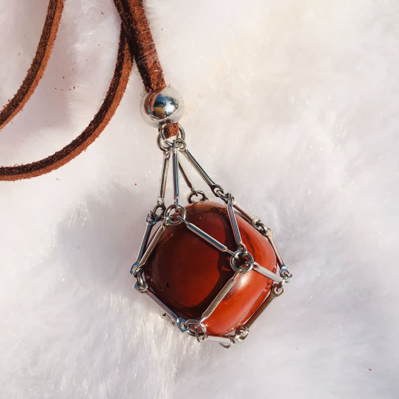 Olivenorma Natural Crystal Pouch Leather Rope Necklace - image 12