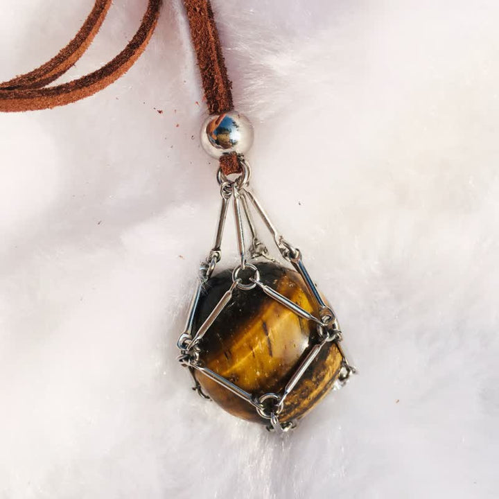 Olivenorma Natural Crystal Pouch Leather Rope Necklace - image 23