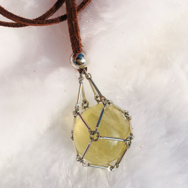 Olivenorma Natural Crystal Pouch Leather Rope Necklace - image 16