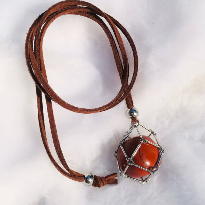 Olivenorma Natural Crystal Pouch Leather Rope Necklace - image 13