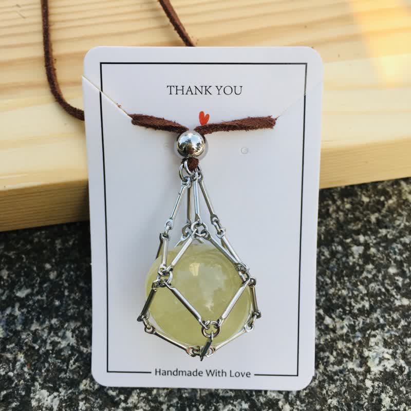 Olivenorma Natural Crystal Pouch Leather Rope Necklace - Citrine - image 15