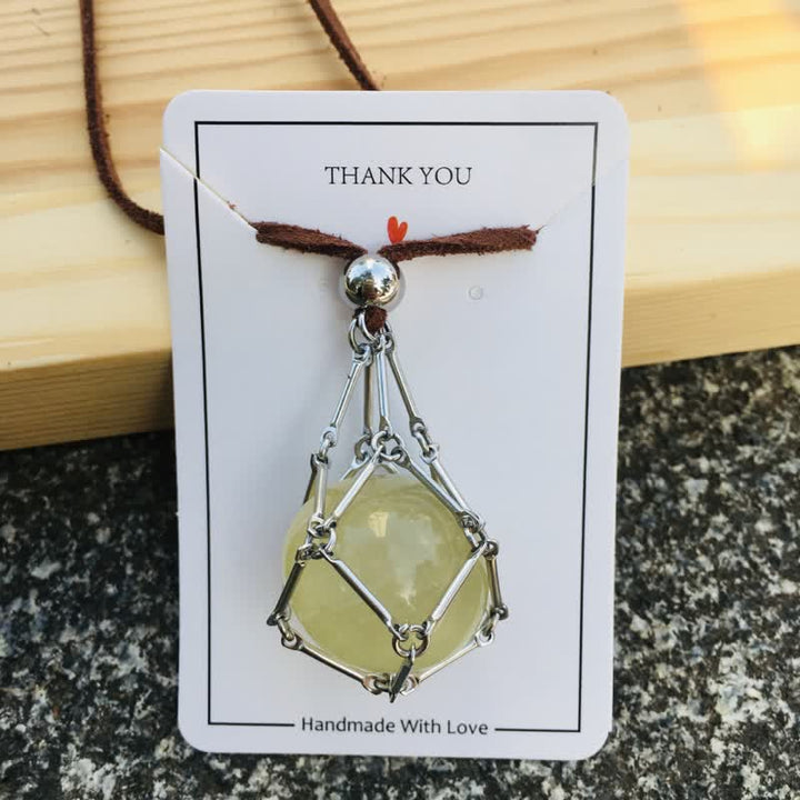 Olivenorma Natural Crystal Pouch Leather Rope Necklace - Citrine - image 15