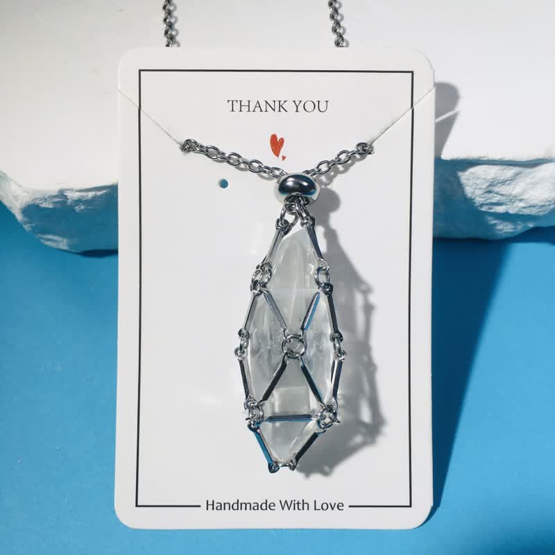 Olivenorma Clear Quartz Sliver Golden Pouch Necklace - Silver - Medium - image 1