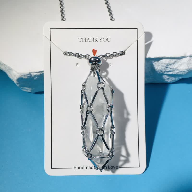 Olivenorma Clear Quartz Sliver Golden Pouch Necklace - Silver - Large - image 2