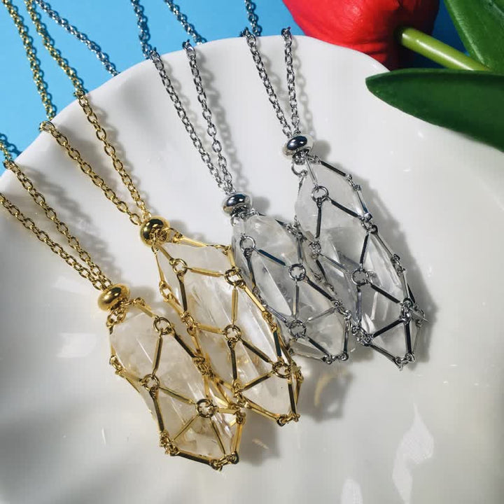 Olivenorma Clear Quartz Sliver Golden Pouch Necklace - image 8