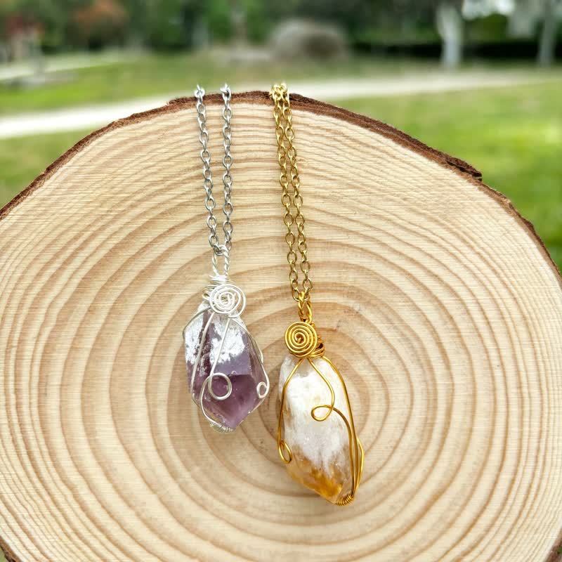 Olivenorma Natural Crystal Hand Winding Pouch Necklace - image 9