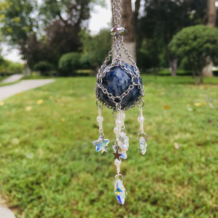 Olivenorma Natural Crystal Pouch Pendant Suncatcher - Sodalite - Silver - image 16