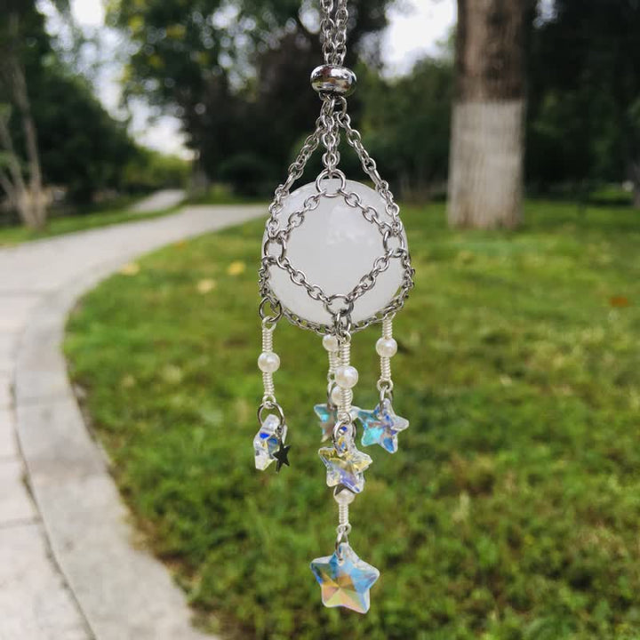 Olivenorma Natural Crystal Pouch Pendant Suncatcher - Clear Crystal - Silver - image 10