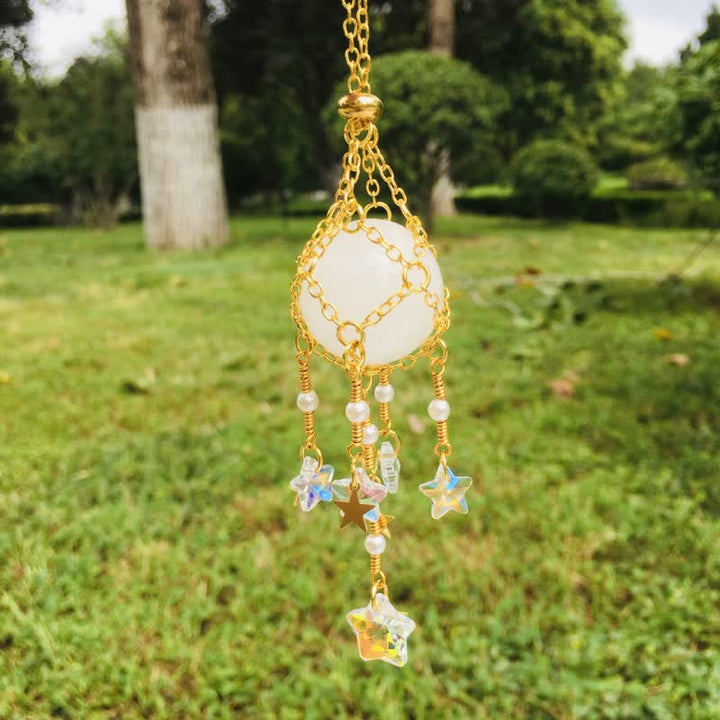 Olivenorma Natural Crystal Pouch Pendant Suncatcher - Clear Crystal - Golden - image 11