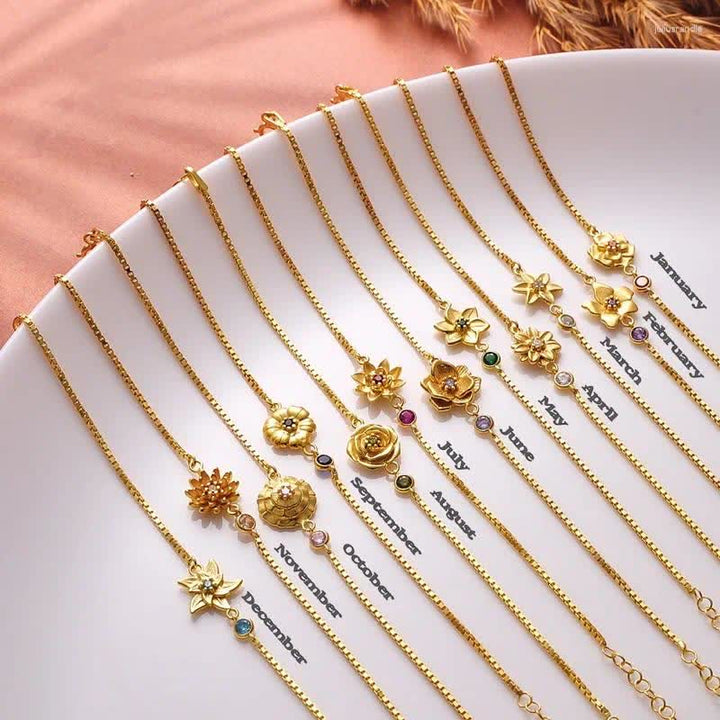 Olivenorma Gold Plated Copper Birth Flower Zircon Bracelet - image 0