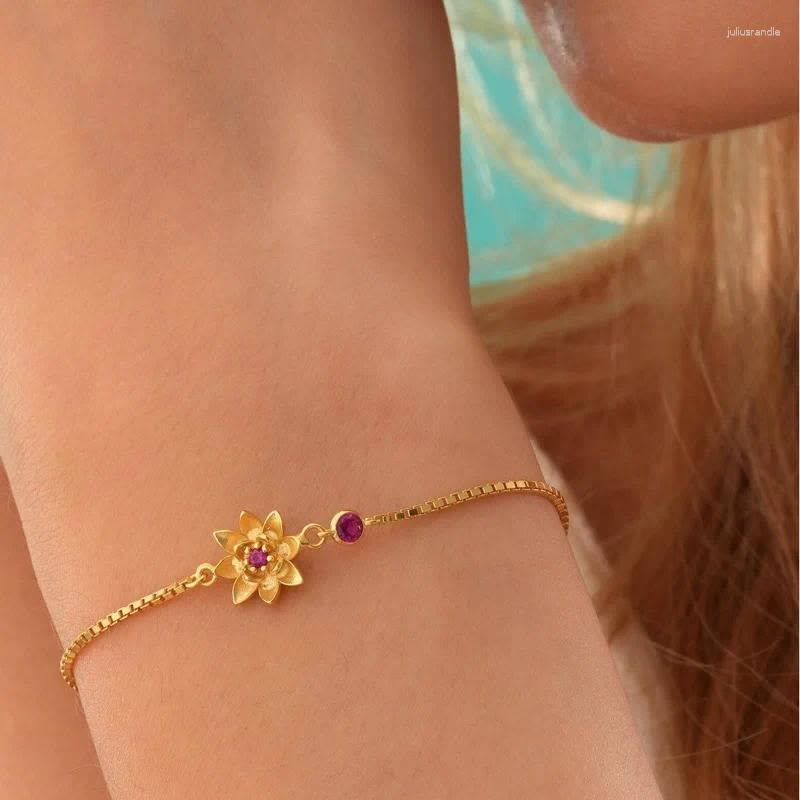 Olivenorma Gold Plated Copper Birth Flower Zircon Bracelet - image 13