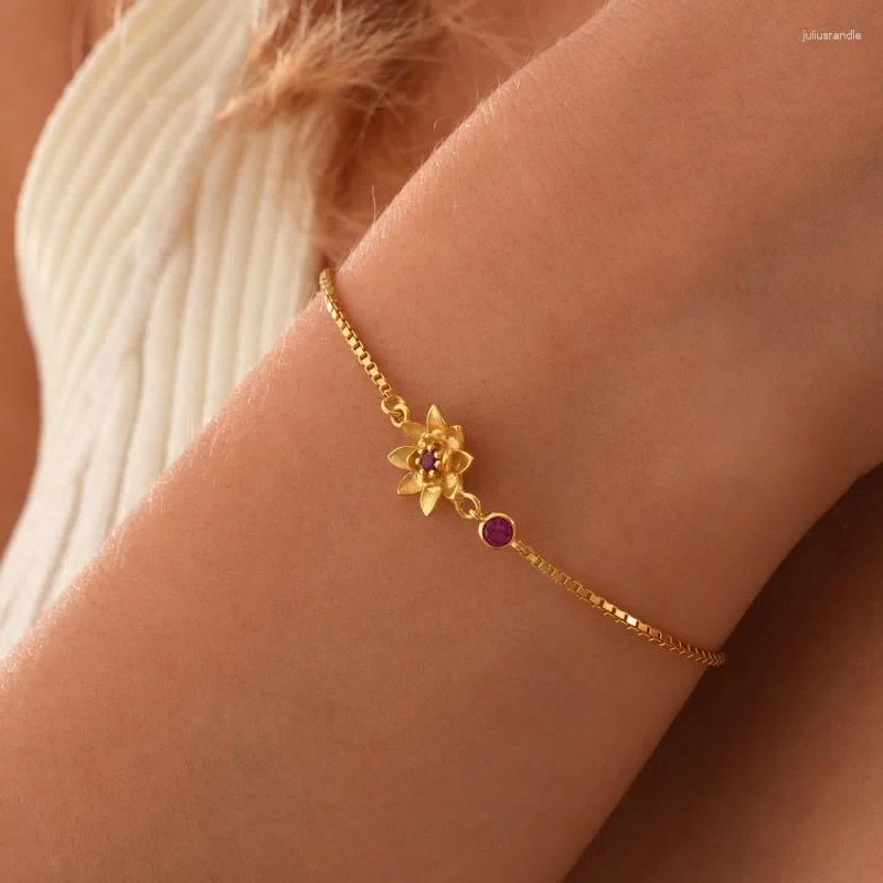 Olivenorma Gold Plated Copper Birth Flower Zircon Bracelet - image 14
