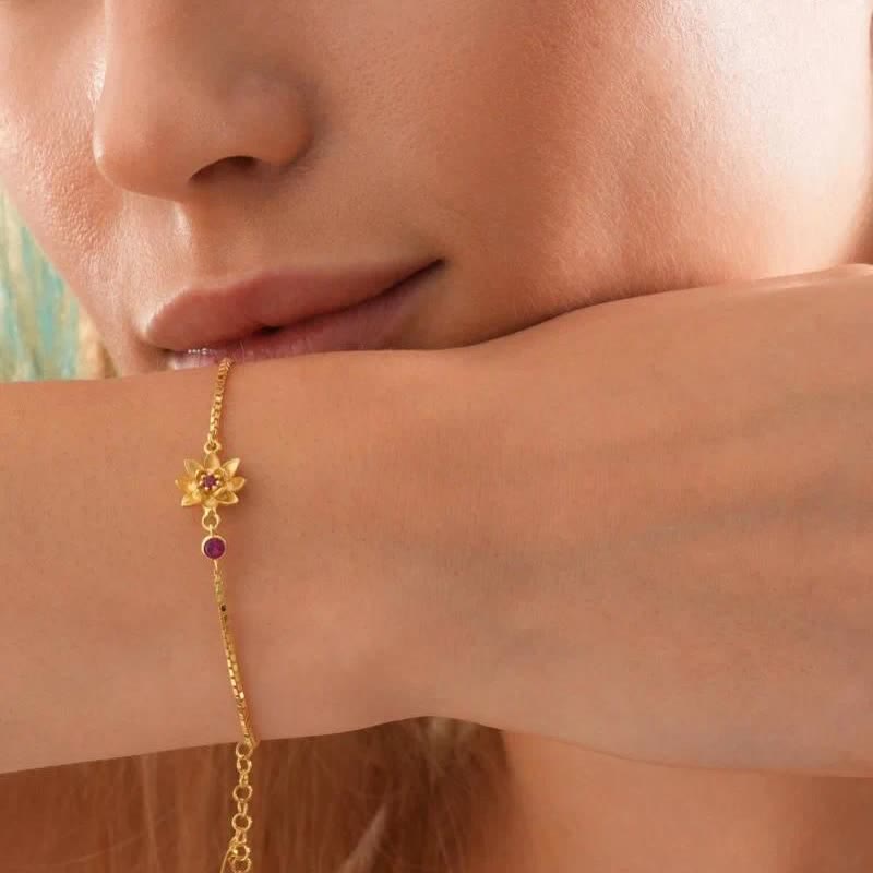 Olivenorma Gold Plated Copper Birth Flower Zircon Bracelet - image 15