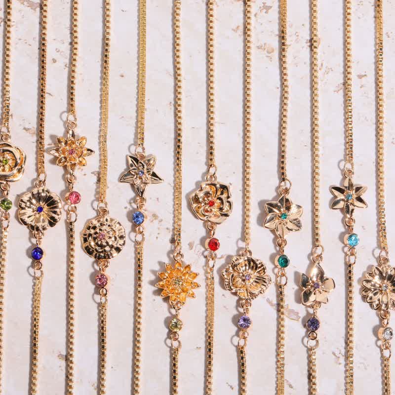 Olivenorma Gold Plated Copper Birth Flower Zircon Bracelet - image 17