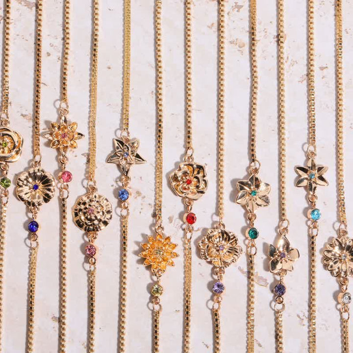 Olivenorma Gold Plated Copper Birth Flower Zircon Bracelet - image 17