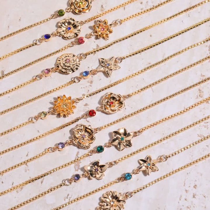 Olivenorma Gold Plated Copper Birth Flower Zircon Bracelet - image 16