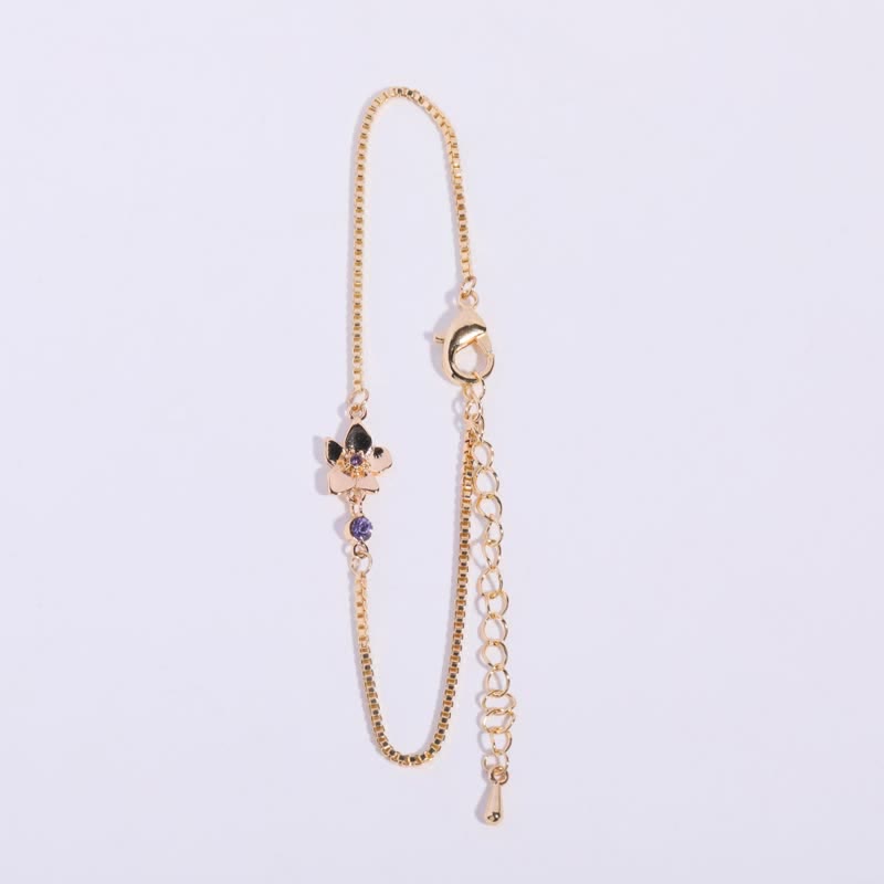 Olivenorma Gold Plated Copper Birth Flower Zircon Bracelet - February-Iris - image 2