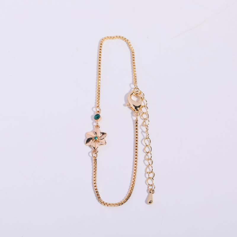 Olivenorma Gold Plated Copper Birth Flower Zircon Bracelet - May-Hawthorn - image 5