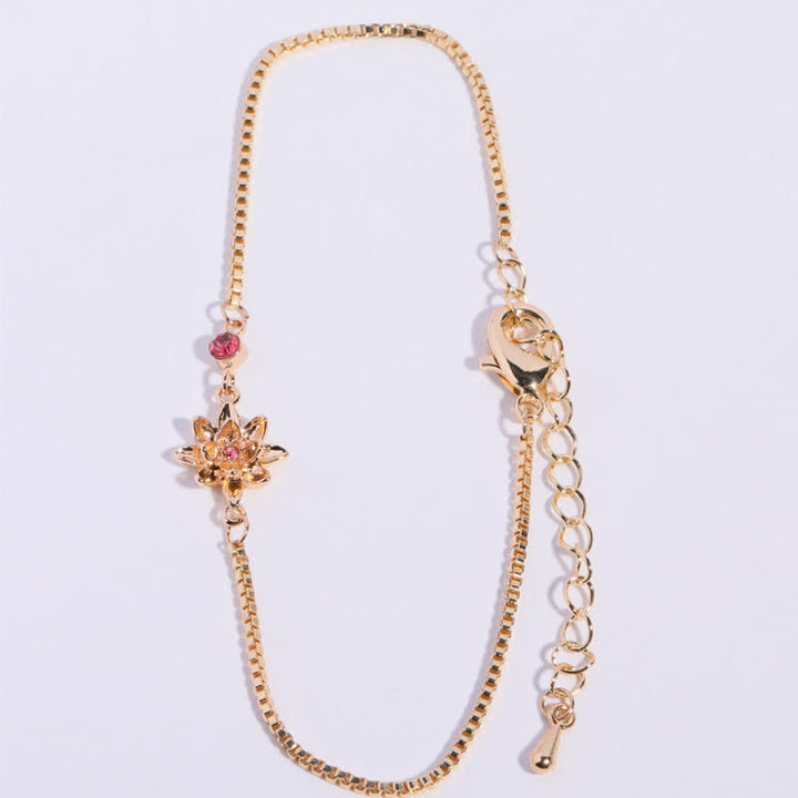Olivenorma Gold Plated Copper Birth Flower Zircon Bracelet - July-WaterLily - image 7