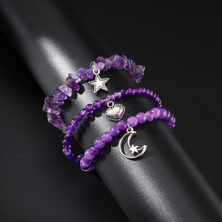 Olivenorma Amethyst Star Moon Heart Three Piece Set Bracelet - image 2
