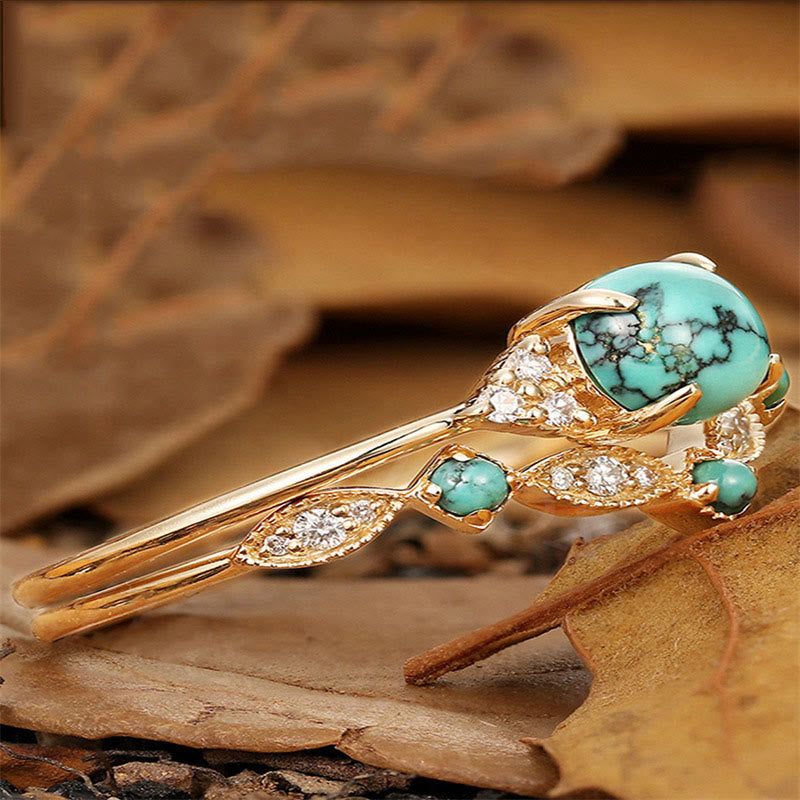 Olivenorma Retro Turquoise 2-piece Ring Set - image 3