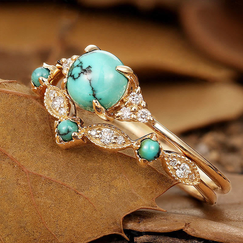 Olivenorma Retro Turquoise 2-piece Ring Set - image 4