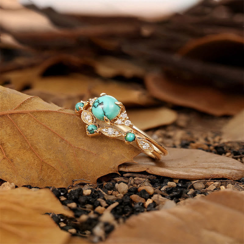 Olivenorma Retro Turquoise 2-piece Ring Set - image 2