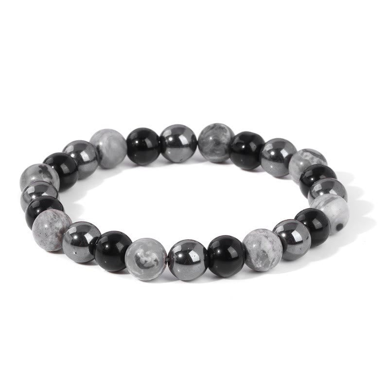 Olivenorma "Peace Mood" Black Onyx & Map Stone Vintage Bracelet  - image 2