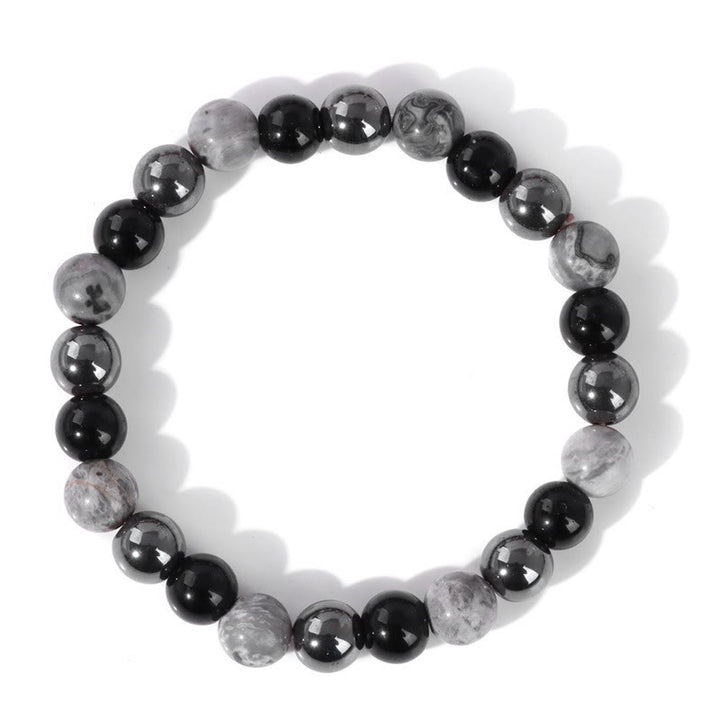 Olivenorma "Peace Mood" Black Onyx & Map Stone Vintage Bracelet  - Black Onyx & Map Stone - image 0