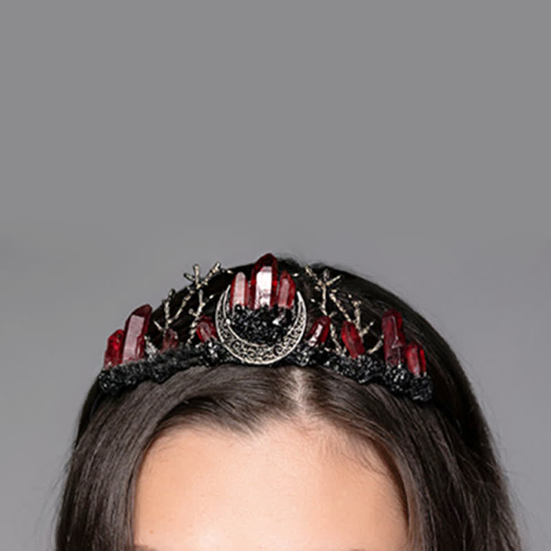 Olivenorma Red Quartz Witchy Moon Branch Crystal Crown - image 1