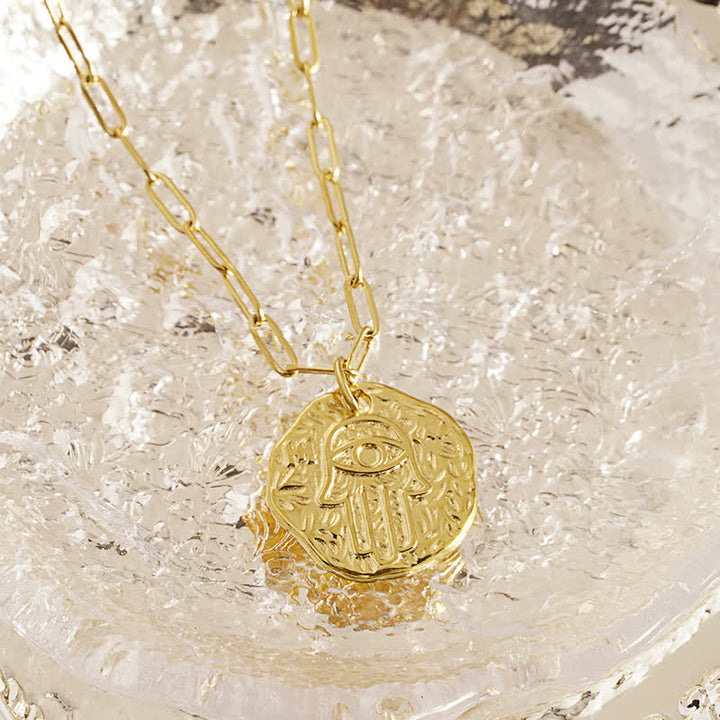 Olivenorma Hamsa Evil Eye Titanium Steel Necklace - image 1