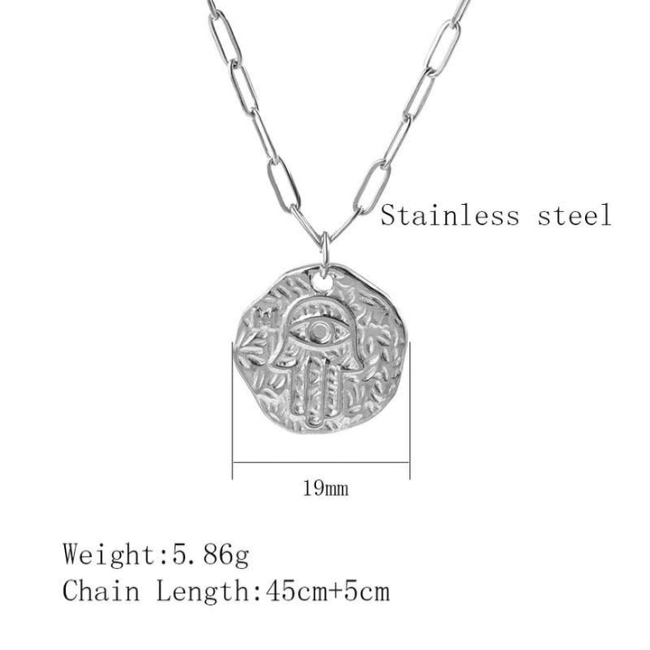 Olivenorma Hamsa Evil Eye Titanium Steel Necklace - image 4
