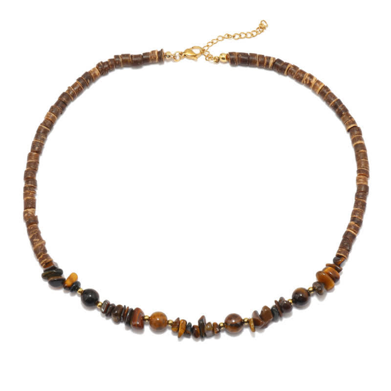 Olivenorma Picture Jasper Natural Stone Beads Men Necklace - Picture Jasper & Tiger Eye - image 1