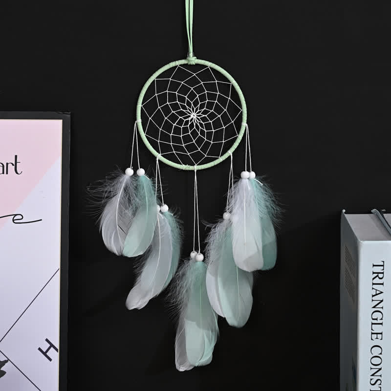 Olivenorma Handwoven Feather Pendant Pink Color Dream Catcher - Green - Without Light - image 9