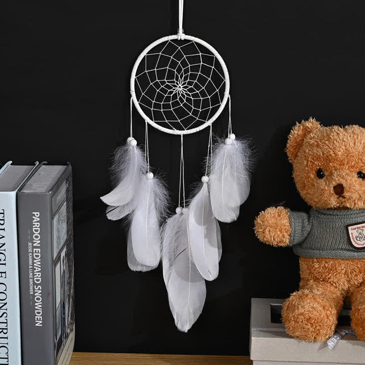 Olivenorma Handwoven Feather Pendant Pink Color Dream Catcher - White - Without Light - image 11