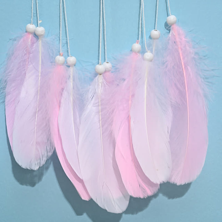 Olivenorma Handwoven Feather Pendant Pink Color Dream Catcher - image 14