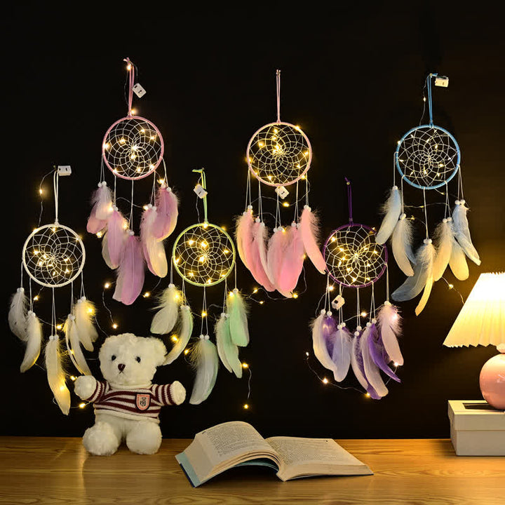 Olivenorma Handwoven Feather Pendant Pink Color Dream Catcher - image 0