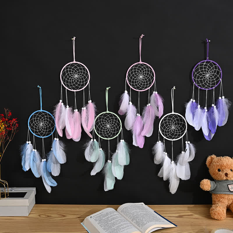 Olivenorma Handwoven Feather Pendant Pink Color Dream Catcher - image 15