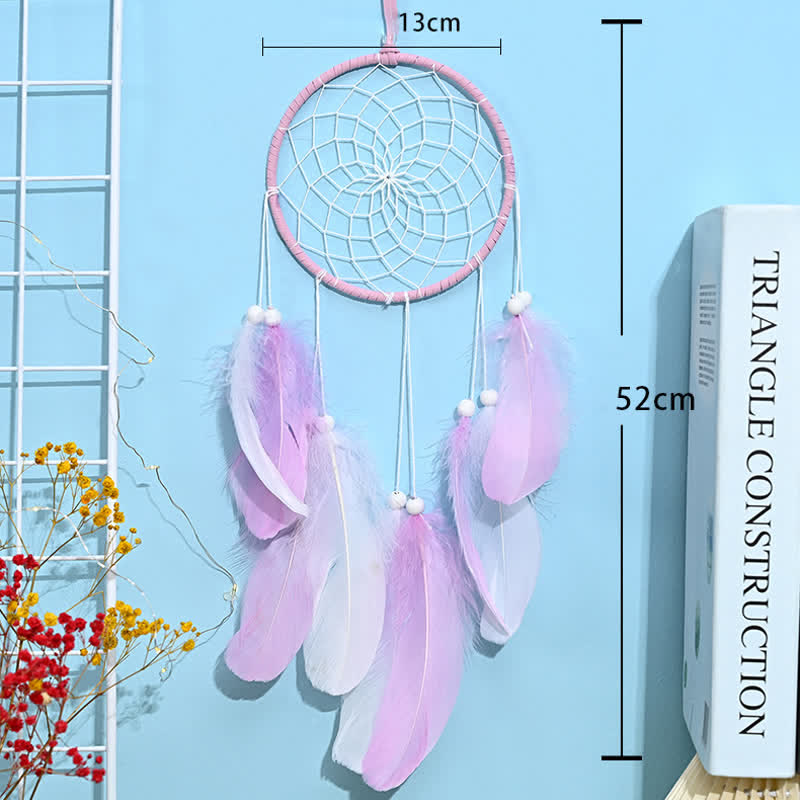 Olivenorma Handwoven Feather Pendant Pink Color Dream Catcher - image 16