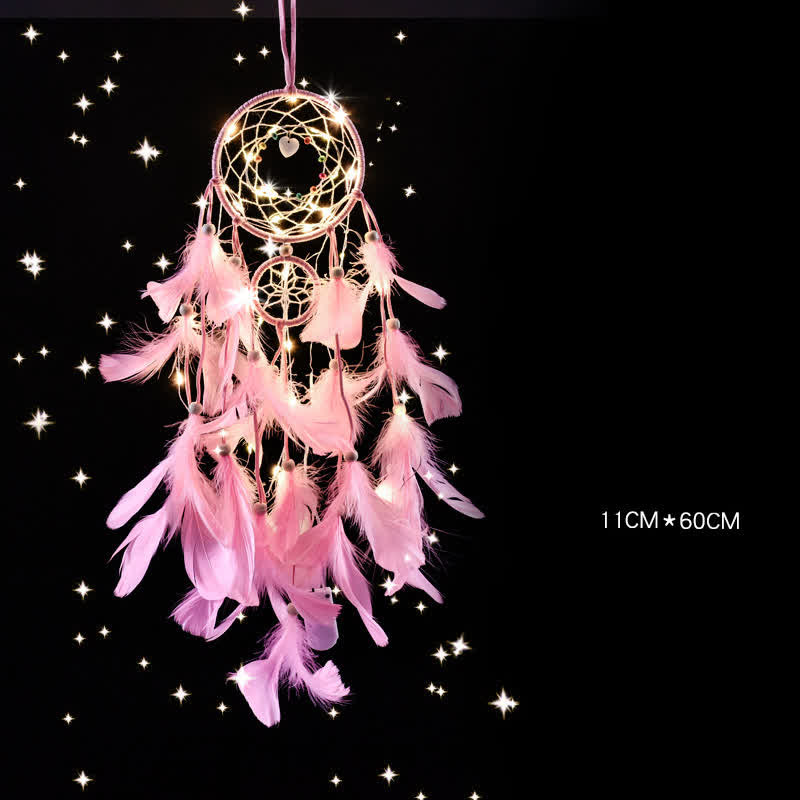 Olivenorma "Three Lives Three Worlds" HandWoven Feather Dream Catcher - Pink - image 5