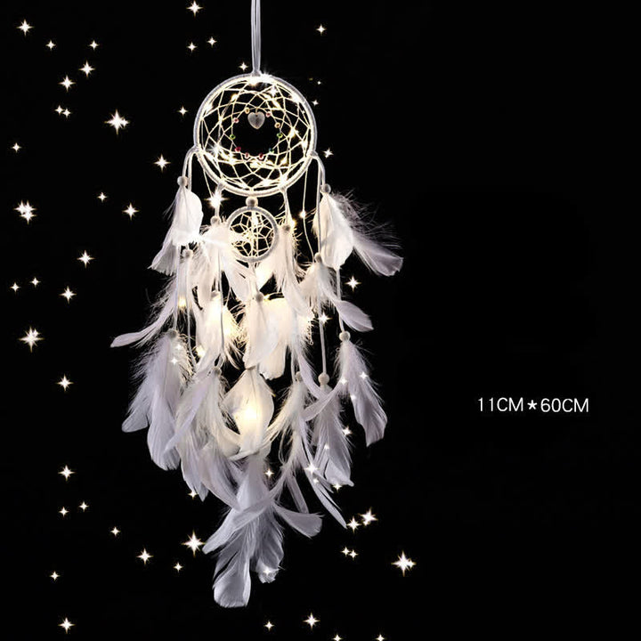 Olivenorma "Three Lives Three Worlds" HandWoven Feather Dream Catcher - White - image 1