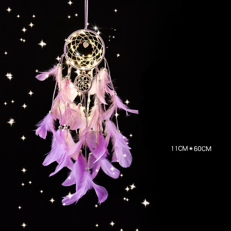 Olivenorma "Three Lives Three Worlds" HandWoven Feather Dream Catcher - Purple - image 4