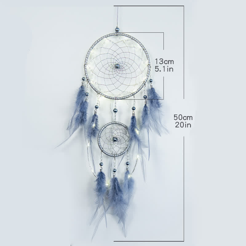 Olivenorma Handwoven Blue Gray Feather Dream Catcher - image 7