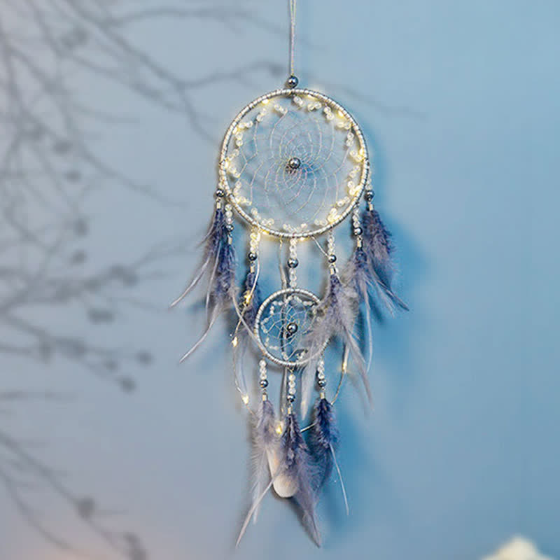 Olivenorma Handwoven Blue Gray Feather Dream Catcher - image 5