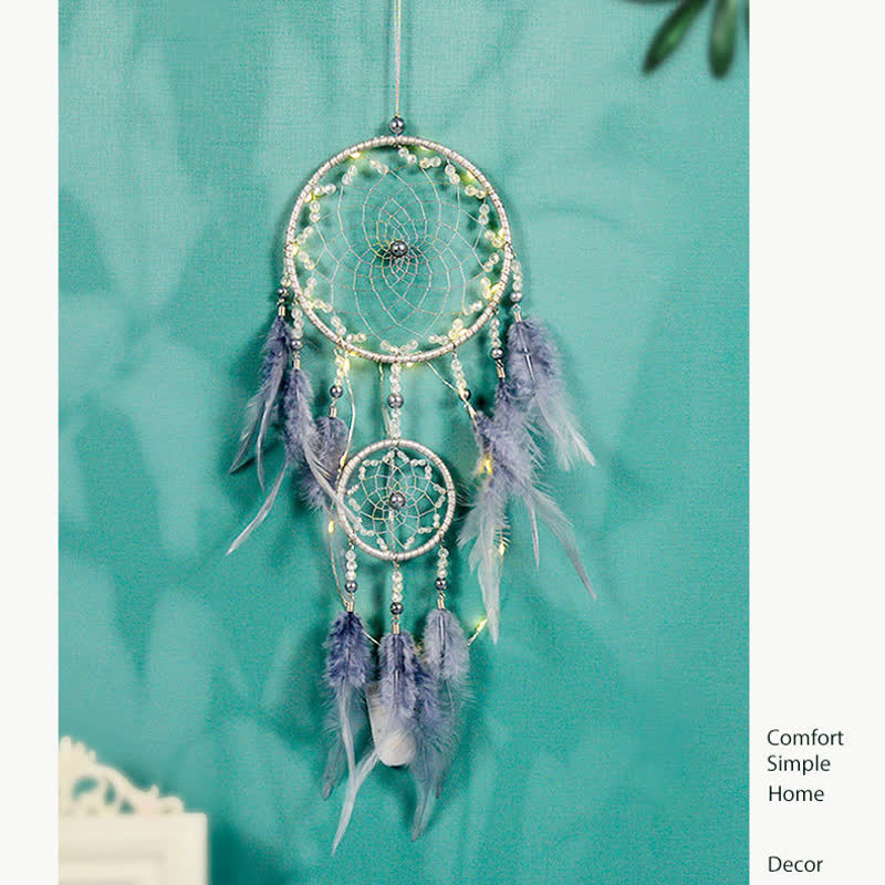 Olivenorma Handwoven Blue Gray Feather Dream Catcher - image 6