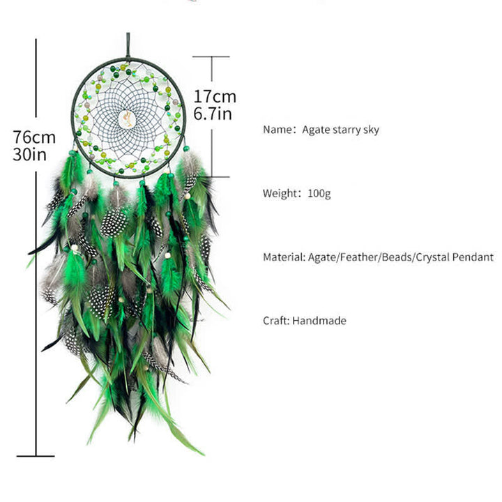 Olivenorma Handwoven Beaded Agate Feather Dream Catcher - image 18
