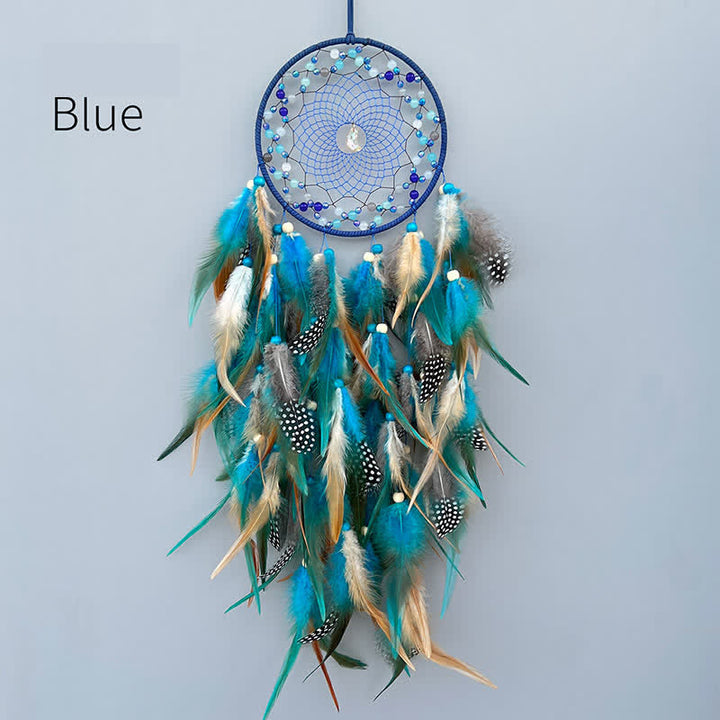 Olivenorma Handwoven Beaded Agate Feather Dream Catcher - Blue - image 7