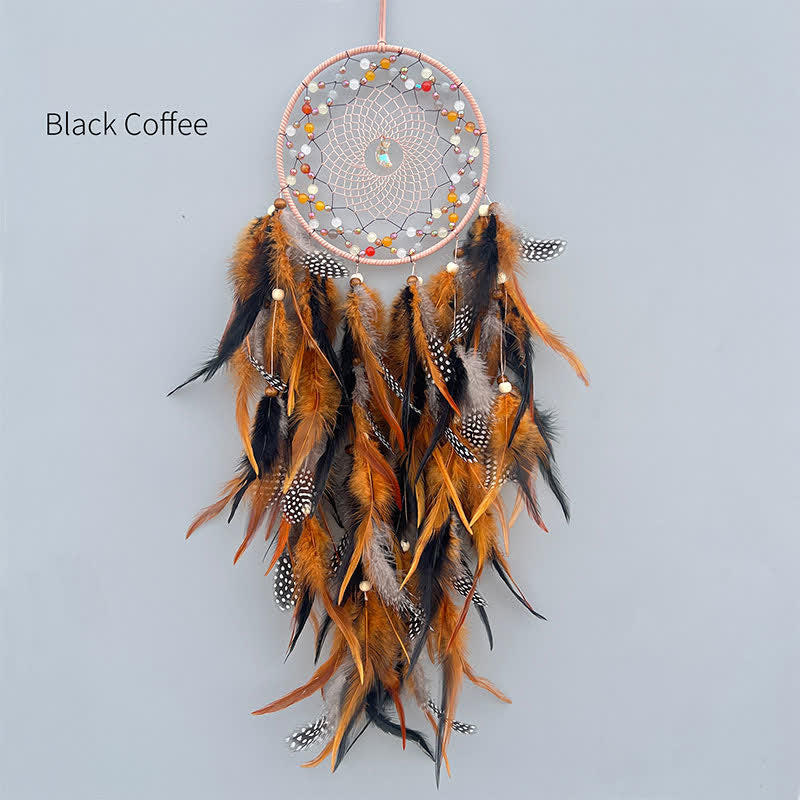 Olivenorma Handwoven Beaded Agate Feather Dream Catcher - Black Brown - image 10