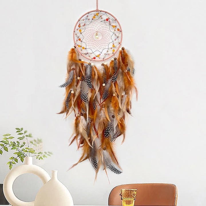 Olivenorma Handwoven Beaded Agate Feather Dream Catcher - image 5
